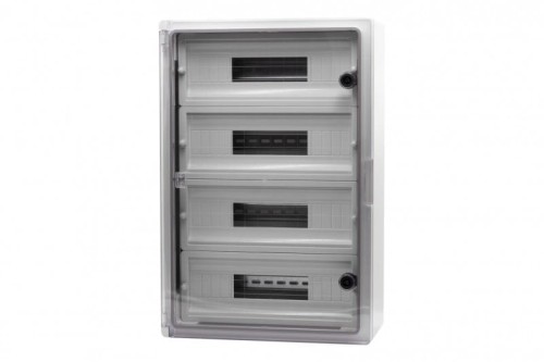Szafa z tworzywa MP 400x600x200 mm IP65 drzwi przeźroczyste 4 rzędy 64 moduły F1.0144 F-Elektro