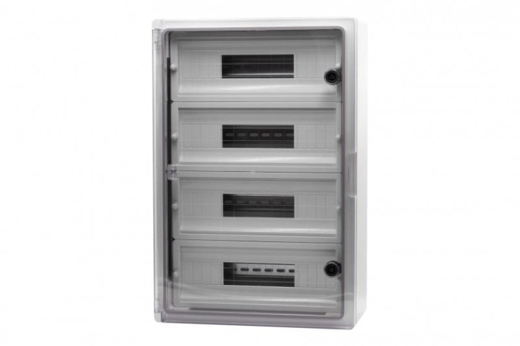 Szafa z tworzywa MP 400x600x200 mm IP65 drzwi przeźroczyste 4 rzędy 64 moduły F1.0144 F-Elektro