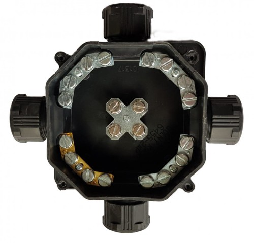 Puszka hermetyczna 27P z zaciskiem -  czarna IP67 F1.0222 F-Elektro