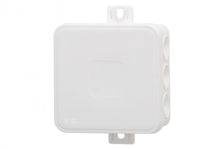 Puszka hermetyczna V5, termoplast 75x75x41 IP54, biała - klik, 12 osłabień F1.0263 F-Elektro
