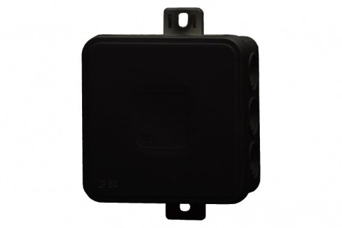 Puszka hermetyczna V5, termoplast 75x75x41 IP54, czarna - klik, 12 osłabień F1.0268 F-Elektro