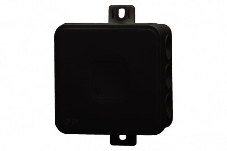 Puszka hermetyczna V5, termoplast 75x75x41 IP54, czarna - klik, 12 osłabień F1.0268 F-Elektro
