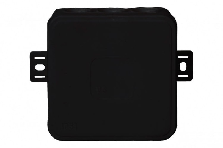 Puszka hermetyczna V5, termoplast 75x75x41 IP54, czarna - klik, 12 osłabień F1.0268 F-Elektro