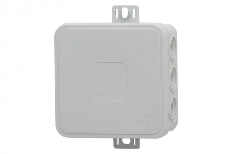 Puszka hermetyczna V6, termoplast 85x85x41 IP54, szara - klik, 12 osłabień F1.0289 F-Elektro