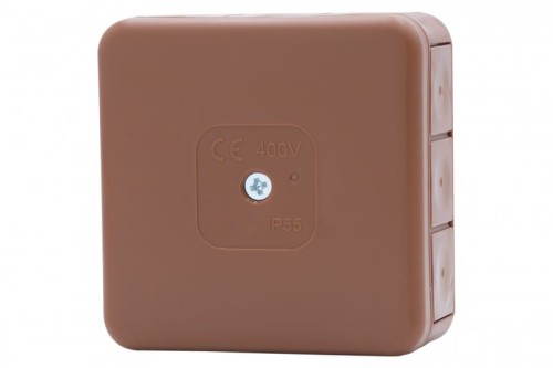 Puszka hermetyczna H55-S 85x85x37 IP55 12-wylotowa brązowa F1.0308 F-Elektro