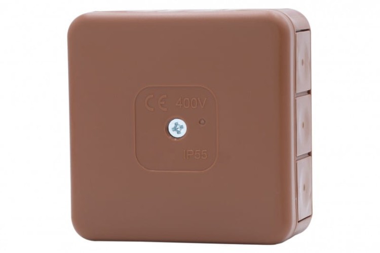 Puszka hermetyczna H55-S 85x85x37 IP55 12-wylotowa brązowa F1.0308 F-Elektro