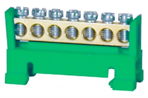 Listwa ochronna 7-modułowa 7x16mm2 niska podstawa - zielona F2.0115 F-Elektro