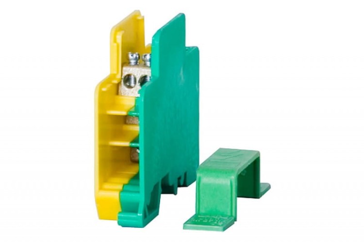 Blok rozdzielczy jednobiegunowy 60A - korpus żółto/zielony F2.0124 F-Elektro