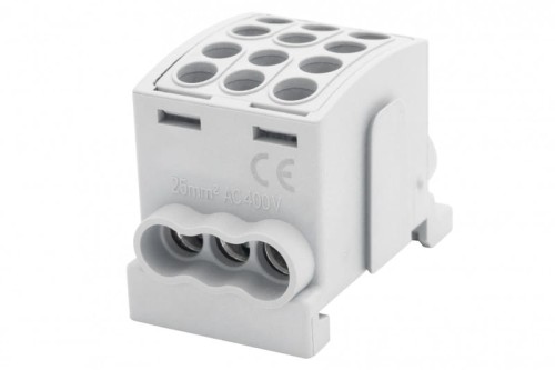 Zacisk HLK 100A-3 (1x25,2x16 / 1x25,2x16) Al/Cu  - szary F2.0362 F-Elektro