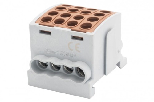 Zacisk HLK 100A-4 (1x25,3x16 / 1x25,3x16) Al/Cu  - brązowy F2.0366 F-Elektro