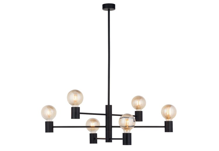 Lampa sufitowa wisząca Industrialna Loft RADIUS VI 7932 NOWODVORSKI Lighting E27 x6 nowoczesna oprawa oświetleniowa żyrandol metalowa nad stół blat wyspę czarno-złota zwis Inspiracje Premium