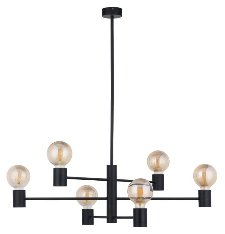 Lampa sufitowa wisząca Industrialna Loft RADIUS VI 7932 NOWODVORSKI Lighting E27 x6 nowoczesna oprawa oświetleniowa żyrandol metalowa nad stół blat wyspę czarno-złota zwis Inspiracje Premium