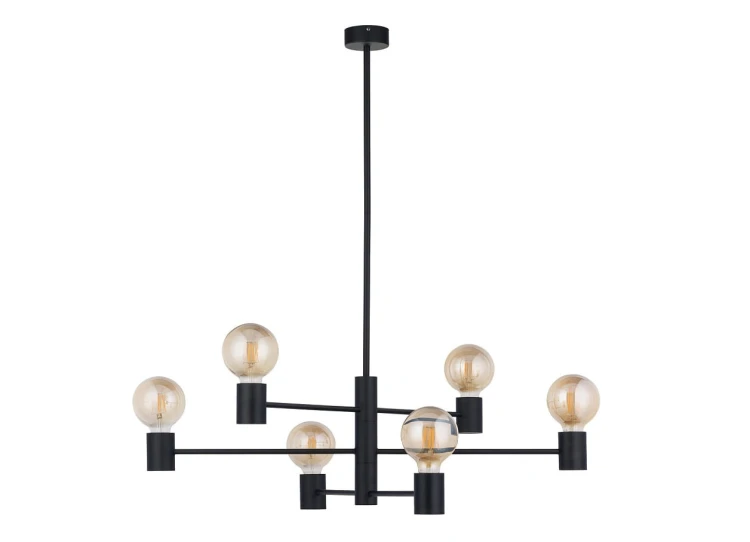 Lampa sufitowa wisząca Industrialna Loft RADIUS VI 7932 NOWODVORSKI Lighting E27 x6 nowoczesna oprawa oświetleniowa żyrandol metalowa nad stół blat wyspę czarno-złota zwis Inspiracje Premium