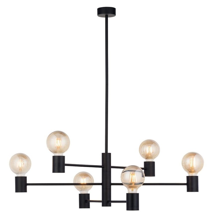 Lampa sufitowa wisząca Industrialna Loft RADIUS VI 7932 NOWODVORSKI Lighting E27 x6 nowoczesna oprawa oświetleniowa żyrandol metalowa nad stół blat wyspę czarno-złota zwis Inspiracje Premium