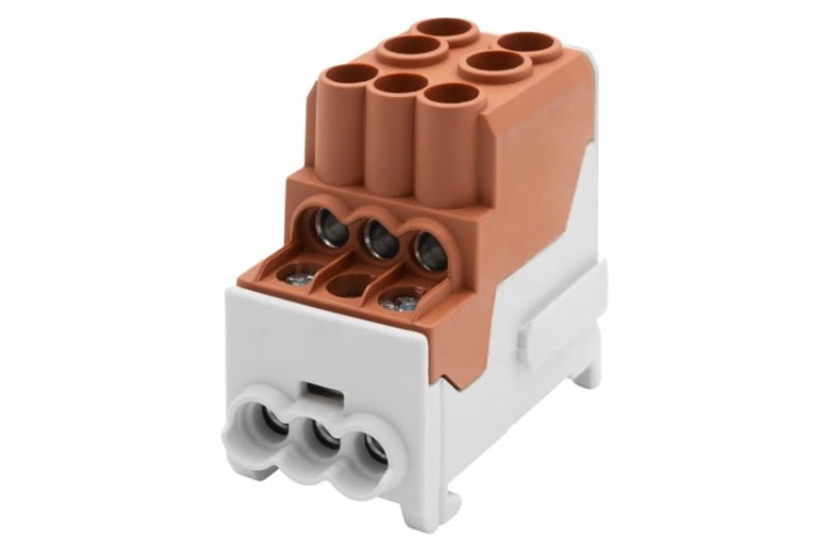 Blok rozdzielczy DBR 100A (2x25 / 6x10) Al/Cu - brązowy F2.0548 F-Elektro