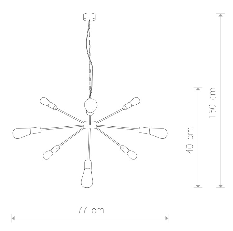 Lampa sufitowa wisząca Industrialna Loft ROD BLACK IX 9734 NOWODVORSKI Lighting E27 x9 nowoczesna oprawa oświetleniowa żyrandol metalowa nad stół blat wyspę czarna zwis Inspiracje Premium