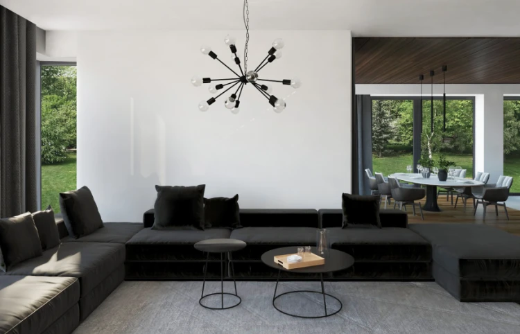 Lampa sufitowa wisząca Industrialna Loft ROD BLACK IX 9734 NOWODVORSKI Lighting E27 x9 nowoczesna oprawa oświetleniowa żyrandol metalowa nad stół blat wyspę czarna zwis Inspiracje Premium