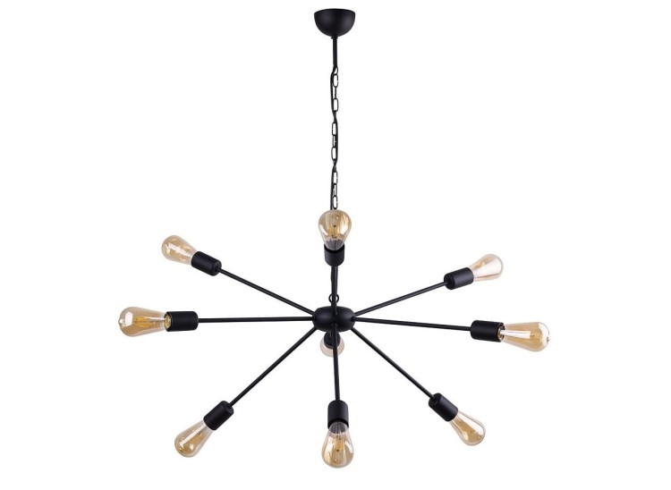 Lampa sufitowa wisząca Industrialna Loft ROD BLACK IX 9734 NOWODVORSKI Lighting E27 x9 nowoczesna oprawa oświetleniowa żyrandol metalowa nad stół blat wyspę czarna zwis Inspiracje Premium