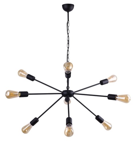 Lampa sufitowa wisząca Industrialna Loft ROD BLACK IX 9734 NOWODVORSKI Lighting E27 x9 nowoczesna oprawa oświetleniowa żyrandol metalowa nad stół blat wyspę czarna zwis Inspiracje Premium