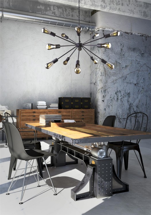 Lampa sufitowa wisząca Industrialna Loft ROD BLACK IX 9734 NOWODVORSKI Lighting E27 x9 nowoczesna oprawa oświetleniowa żyrandol metalowa nad stół blat wyspę czarna zwis Inspiracje Premium
