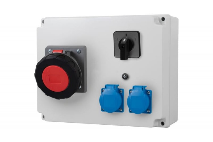 Rozdzielnica R-310 - gniazda 63A 5p, 2x230V, L/P(63A) z bezpiecznikiem F3.0299 F-Elektro