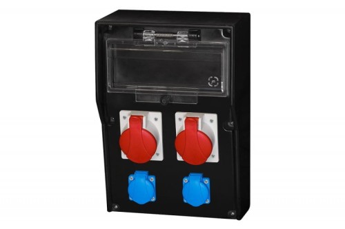 Rozdzielnica gumowa LIDO 12M - gniazda, 16A 5p, 32A 5p, 2x230V  /12 modułów/ F3.0348 F-Elektro czarna