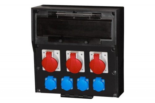 Rozdzielnica gumowa LIDO 18M - gniazda, 3x32A 5p, 4x230V  /18 modułów/ F3.0352 F-Elektro czarna