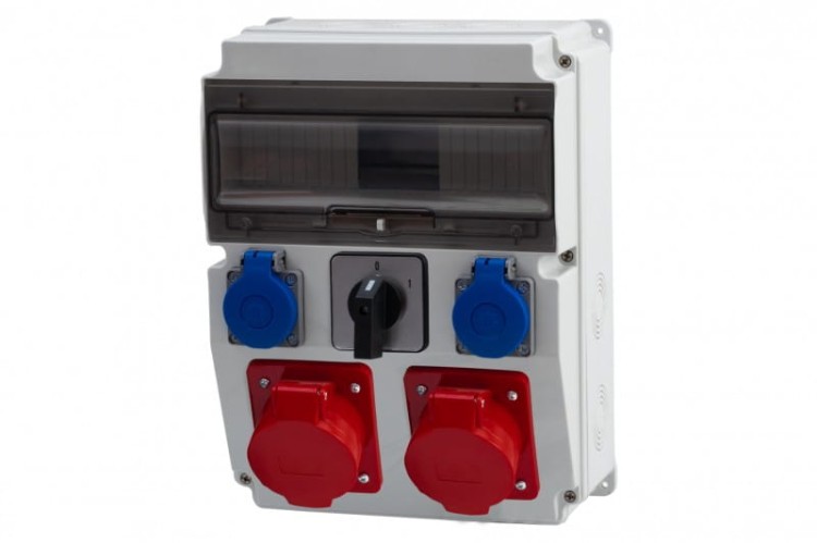 Rozdzielnica CAJA 12M - gniazda 16A 5p, 32A 5p, 2x230V, 0/1(32A) /12 modułów/ F3.0458 F-Elektro