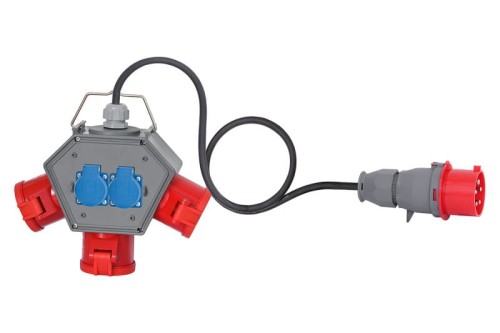 Rozdzielnica POLYBOX - gniazda 3x32A 5p, 2x230V, przewód OPD 5x4mm2 - 5m z wtyczką 32A 5p F3.0645 F-Elektro
