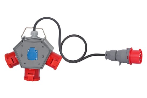 Rozdzielnica POLYBOX - gniazda 3x32A 5p, 230V, przewód OPD 5x4mm2 - 10m z wtyczką 32A 5p F3.0647 F-Elektro