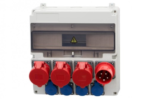 Rozdzielnica LAGO 17M - gniazda proste 3x16A 5p,  4x230V, wtyczka odbiornikowa 32A 5p  /17 modułów/ F3.0764 F-Elektro