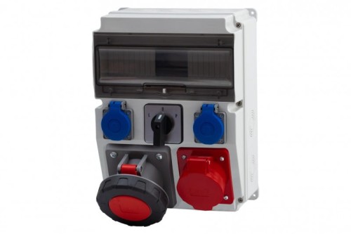 Rozdzielnica CAJA 12M - gniazda 32A 5p, 63A 5p, 2x230V, L/P(63A) /12 modułów/ F3.0842 F-Elektro