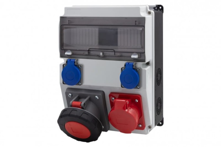 Rozdzielnica CAJA 12M BICOLOR - gniazda 16A 5p, 63A 5p, 2x230V /12 modułów/ F3.2706 F-Elektro