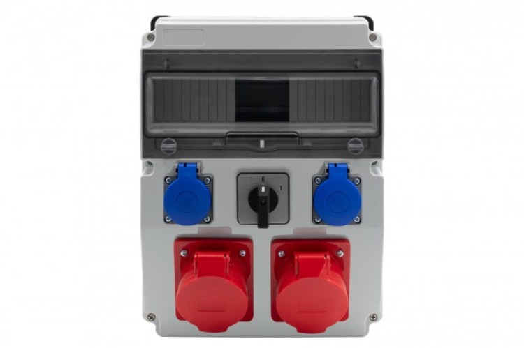 Rozdzielnica CAJA 12M BICOLOR - gniazda 16A 5p, 32A 5p, 2x230V, 0/1(32A) /12 modułów/ F3.2712 F-Elektro