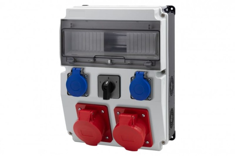 Rozdzielnica CAJA 12M BICOLOR - gniazda 2x16A 5p, 2x230V, L/P(32A) /12 modułów/ F3.2716 F-Elektro
