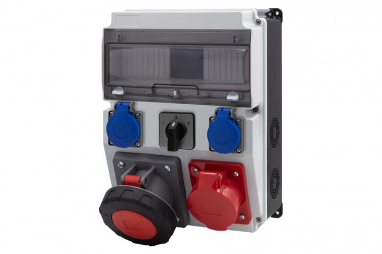 Rozdzielnica CAJA 12M BICOLOR - gniazda 16A 5p, 63A 5p, 2x230V, L/P(63A) /12 modułów/ F3.2720 F-Elektro