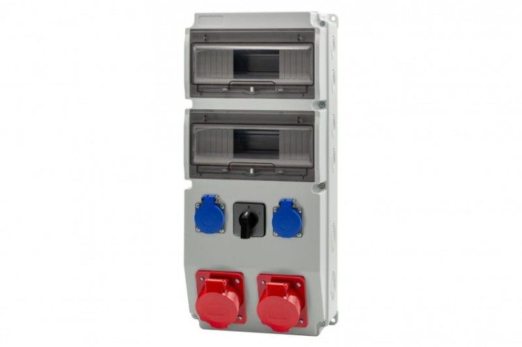 Rozdzielnica CAJA 20M gniazda 16A 5p, 32A 5p, 2x230V, 0/1(32A) IP44 F3.3206 F-Elektro