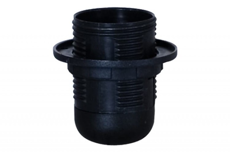 Oprawka termoplastyczna E27-1 kołnierz - czarna 4A, 250V F4.0108 F-Elektro