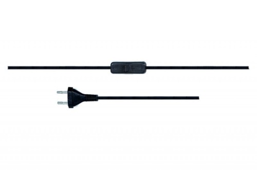 Przewód przyłączeniowy - wtyczka płaska OMYp 2x0,75mm2 - 2m - z wyłącznikiem  - czarny F5.0034 F-Elektro