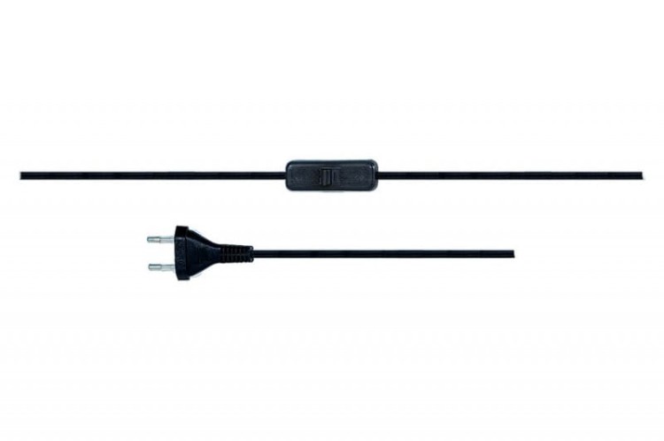 Przewód przyłączeniowy - wtyczka płaska OMYp 2x0,75mm2 - 2m - z wyłącznikiem  - czarny F5.0034 F-Elektro