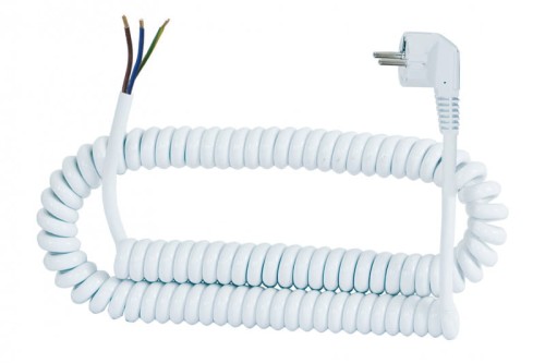 Przewód spiralny - wtyczka kątowa 05VVH8-F - 3x1mm2 - 3m - biały F5.0076 F-Elektro