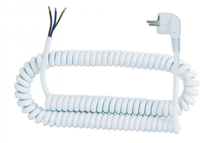 Przewód spiralny - wtyczka kątowa 05VVH8-F - 3x1mm2 - 5m - biały F5.0077 F-Elektro