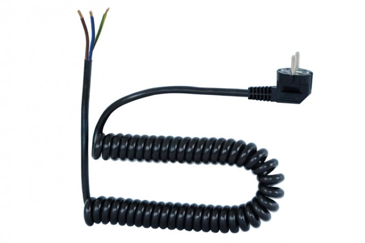 Przewód spiralny - wtyczka kątowa 05VVH8-F - 3x1mm2 - 3m - czarny F5.0080 F-Elektro