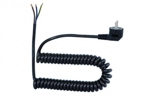 Przewód spiralny - wtyczka kątowa 05VVH8-F - 3x1mm2 - 5m - czarny F5.0081 F-Elektro