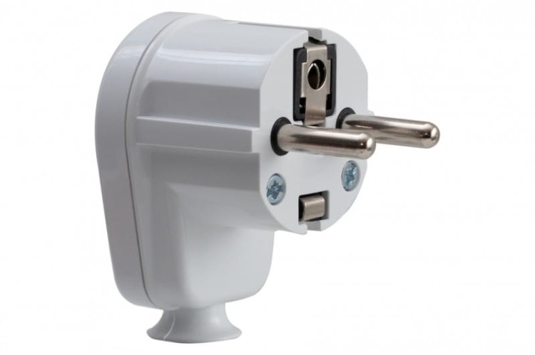 Wtyczka z uziemieniem kątowa 230V biała uni-schuko F6.0038 F-Elektro