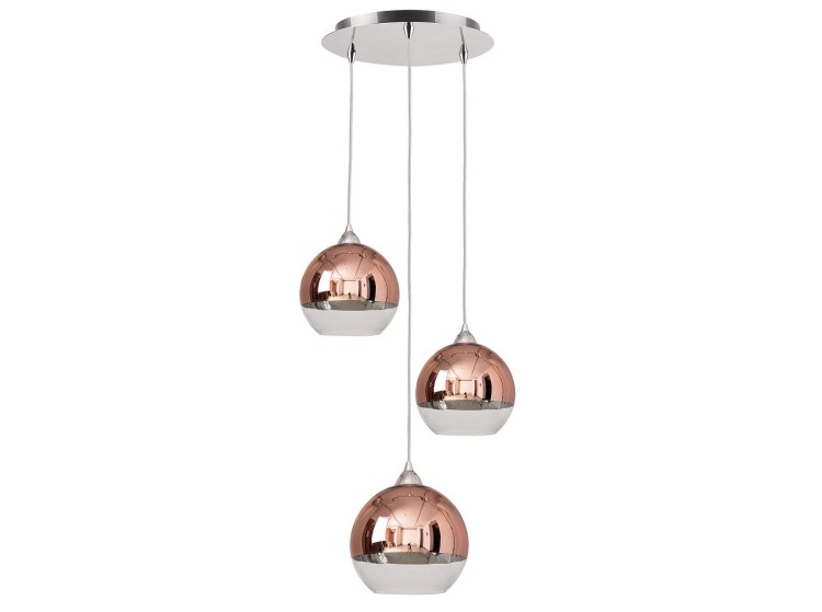 Lampa sufitowa wisząca Industrialna Loft GLOBE COPPER III 9307 NOWODVORSKI Lighting E27 x3 nowoczesna oświetleniowa żyrandol szklana szklane przyciemniana przyciemniane kula kule Miedziana Miedziane błyszczące szare przezroczyste Inspiracje Premium