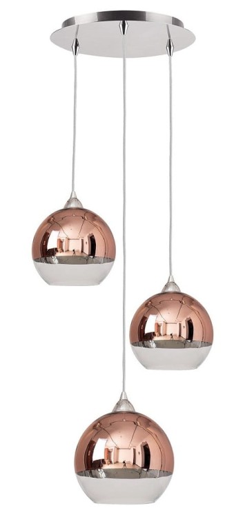 Lampa sufitowa wisząca Industrialna Loft GLOBE COPPER III 9307 NOWODVORSKI Lighting E27 x3 nowoczesna oświetleniowa żyrandol szklana szklane przyciemniana przyciemniane kula kule Miedziana Miedziane błyszczące szare przezroczyste Inspiracje Premium