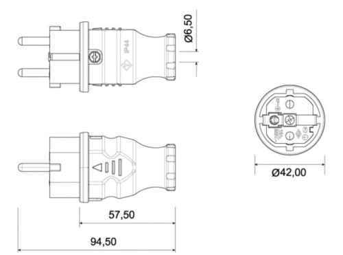 Wtyczka gumowa NOVA czarna F6.0354 F-Elektro