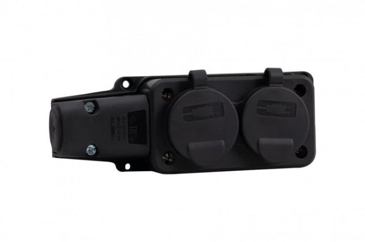 Listwa gumowa 2x230V 16A IP54 czarna F6.0371 F-Elektro