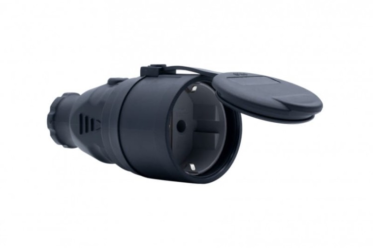 Gniazdo gumowe NOVA 230V 16A IP44 SCHUKO czarne  F6.0389 F-Elektro